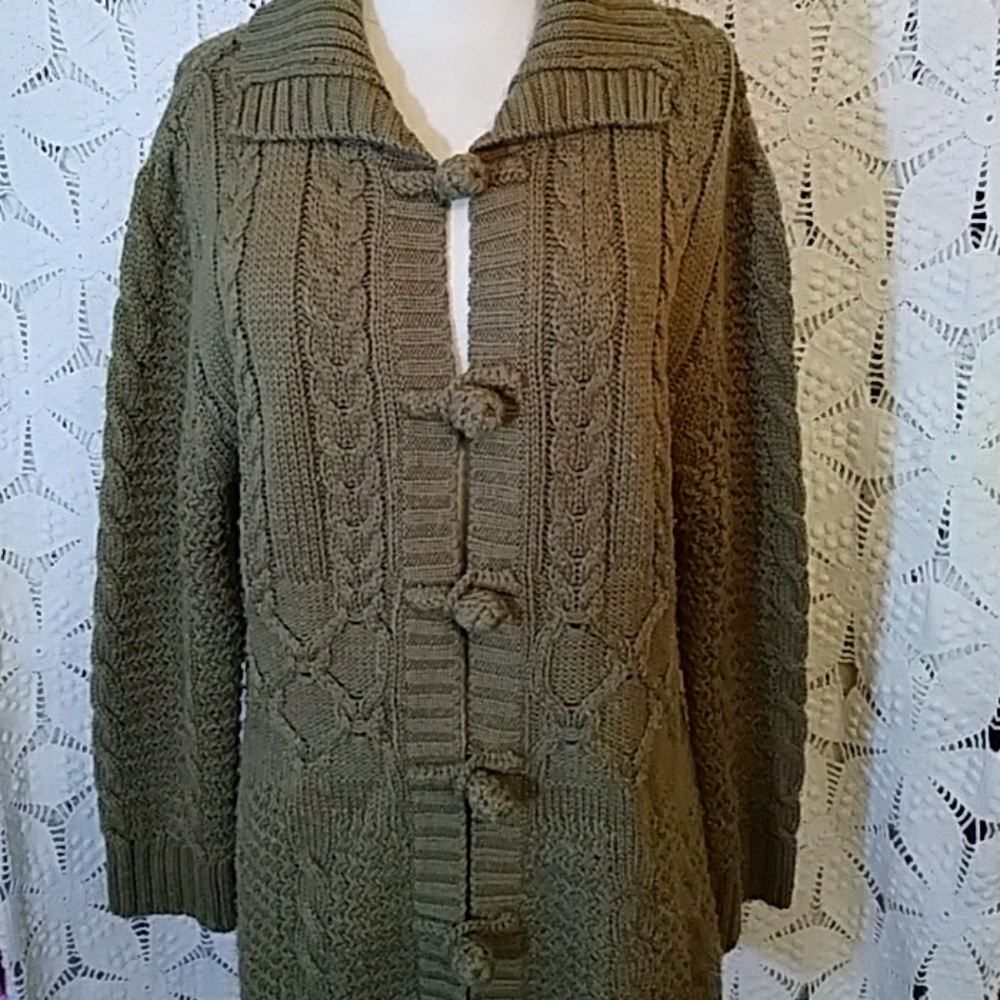Fieldgear olive green long cardigan-sz L